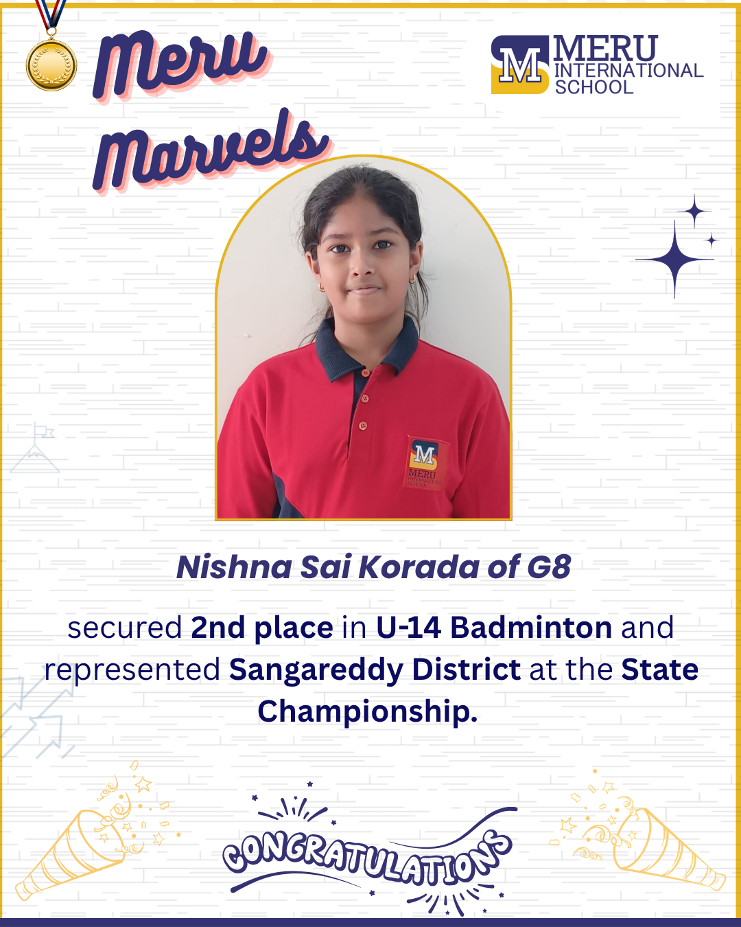 Nishna Sai Korada of Grade 8